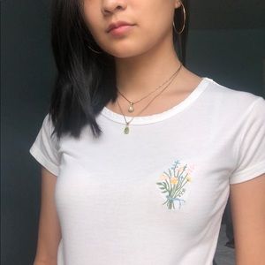 White Floral Embroidered Crop Top